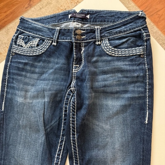 Vigoss Western Coastal Cowgirl Bootcut Jeans Denim Thick White Stitch Size 30 - Picture 4 of 5